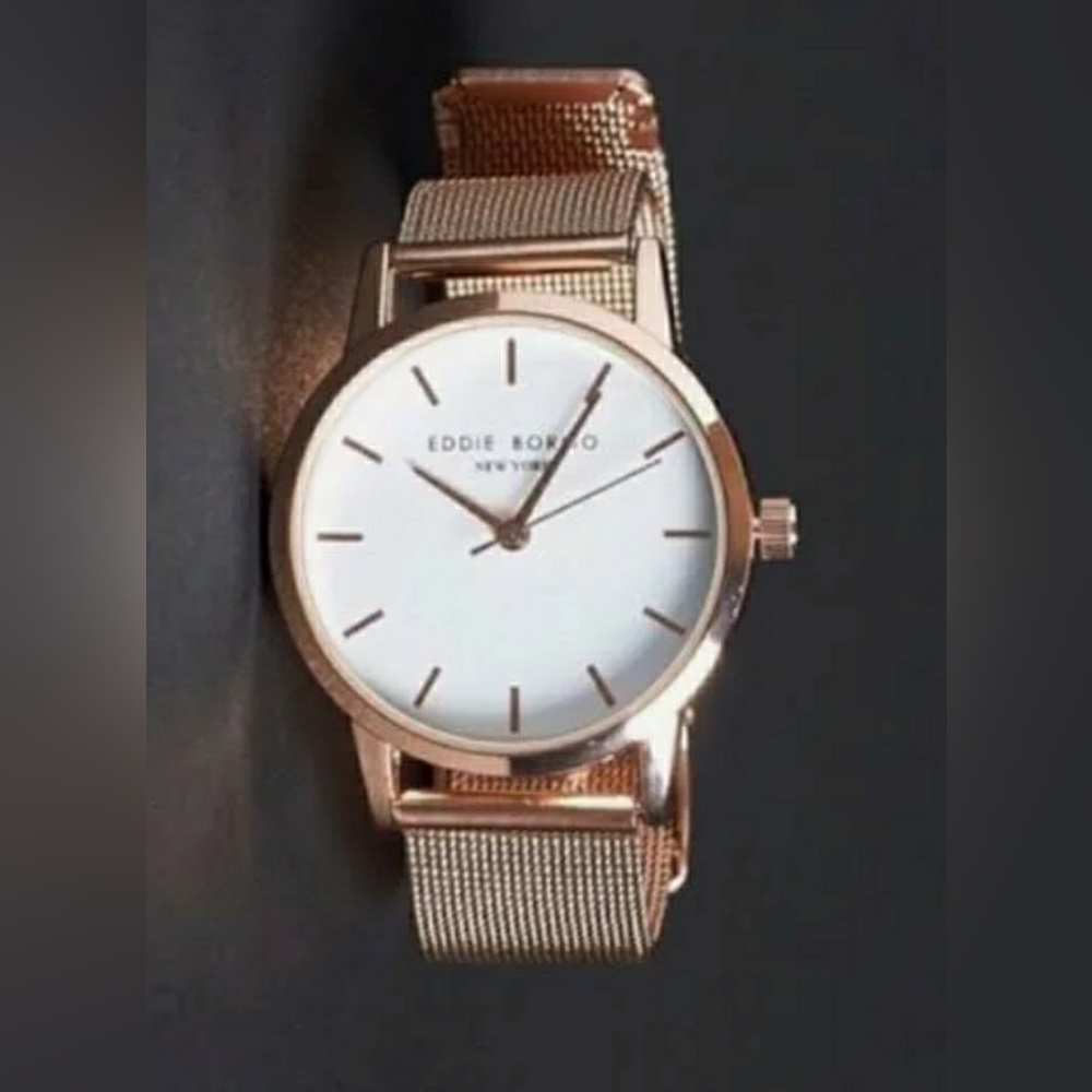 Eddie Borgo New York The Soho Rose Gold Steel Mesh Band Watch NEW In Box